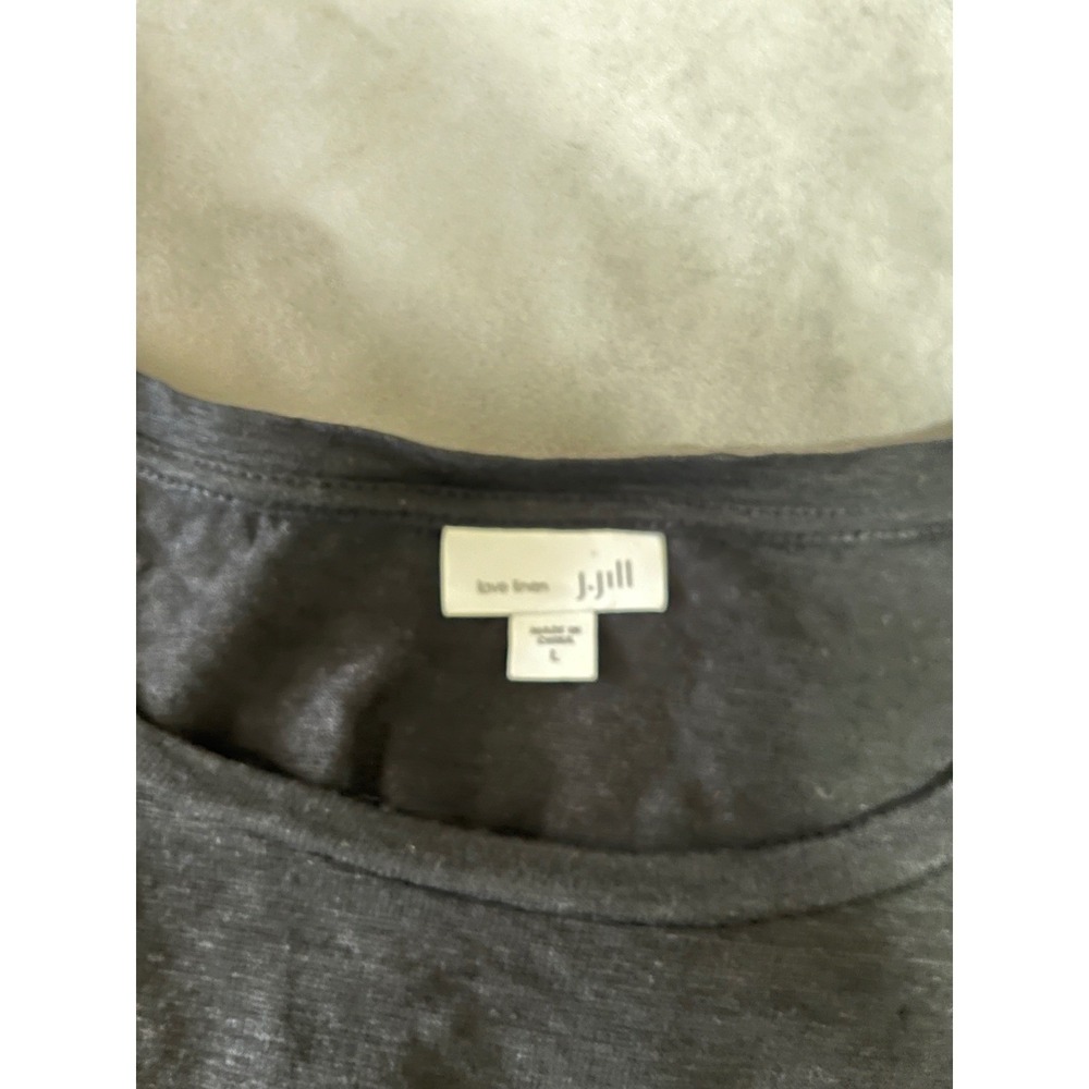 J. Jill Love Linen Black Short Sleeve Scoop Neck Relaxed Fit Top Large RN 97641 - Picture 3 of 6